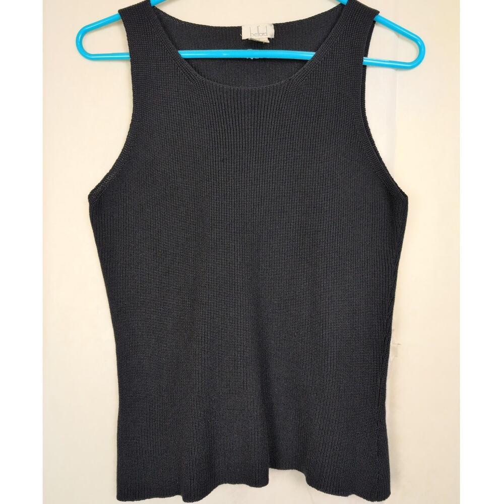 Belford black silk tight knit tank Size Medium Quiet Luxury Minimal Luxe Preppy